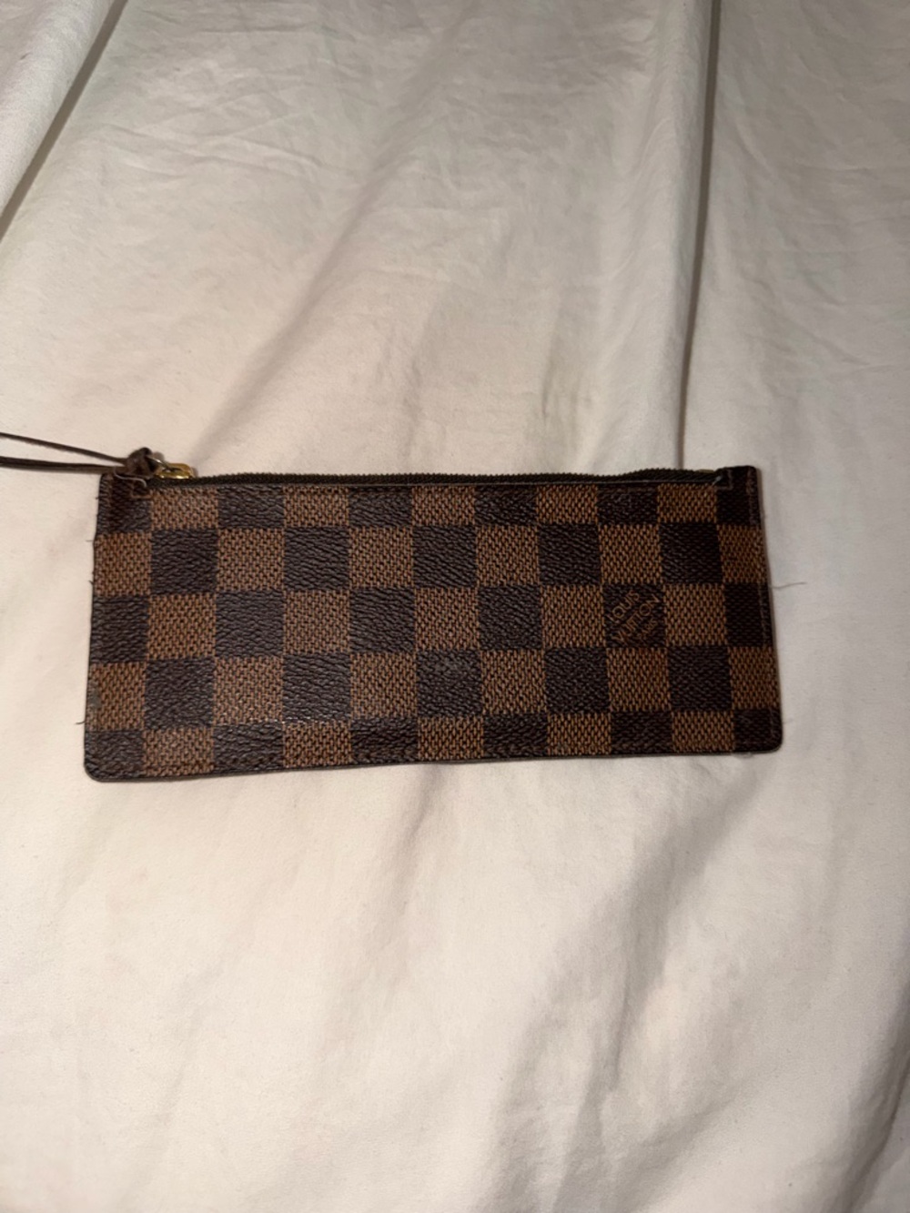 Checkered Brown Zip Pouch